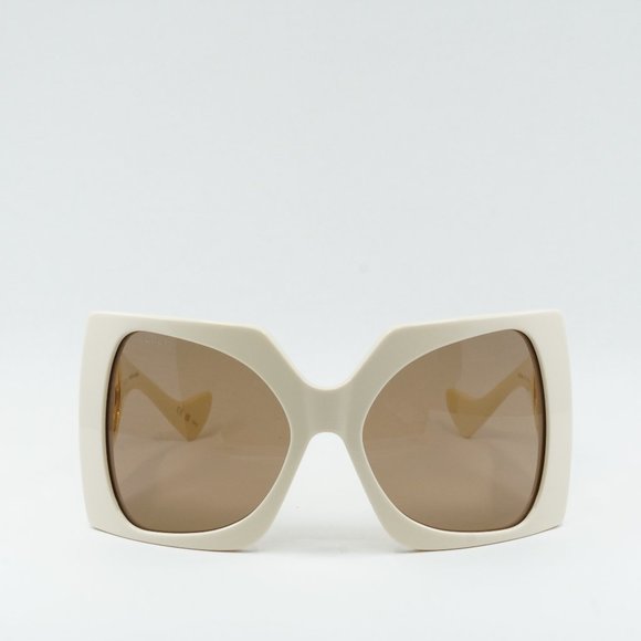 FINAL PRICE NEW GUCCI GG1255S 002 IVORY LIGHT BROWN SS’23 SUNGLASSES - Picture 3 of 11